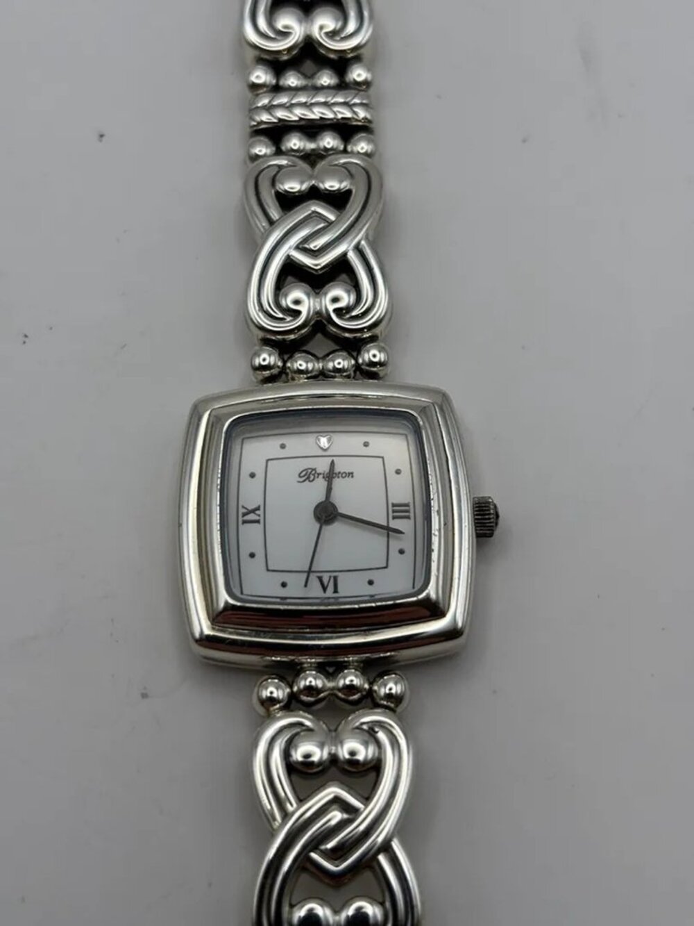 Vintage Brighton Santa Rosa Watch Silver Heart Link In Tin